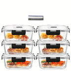 Contenedores Herméticos para Alimentos con Tapas - 6 Piezas de 1040 ml y 6 Piezas de 800 ml, Recipientes de Vidrio para Preparación de Comidas, Contenedores Reutilizables, Recipientes de Vidrio con Tapas, Contenedores para Alimentos