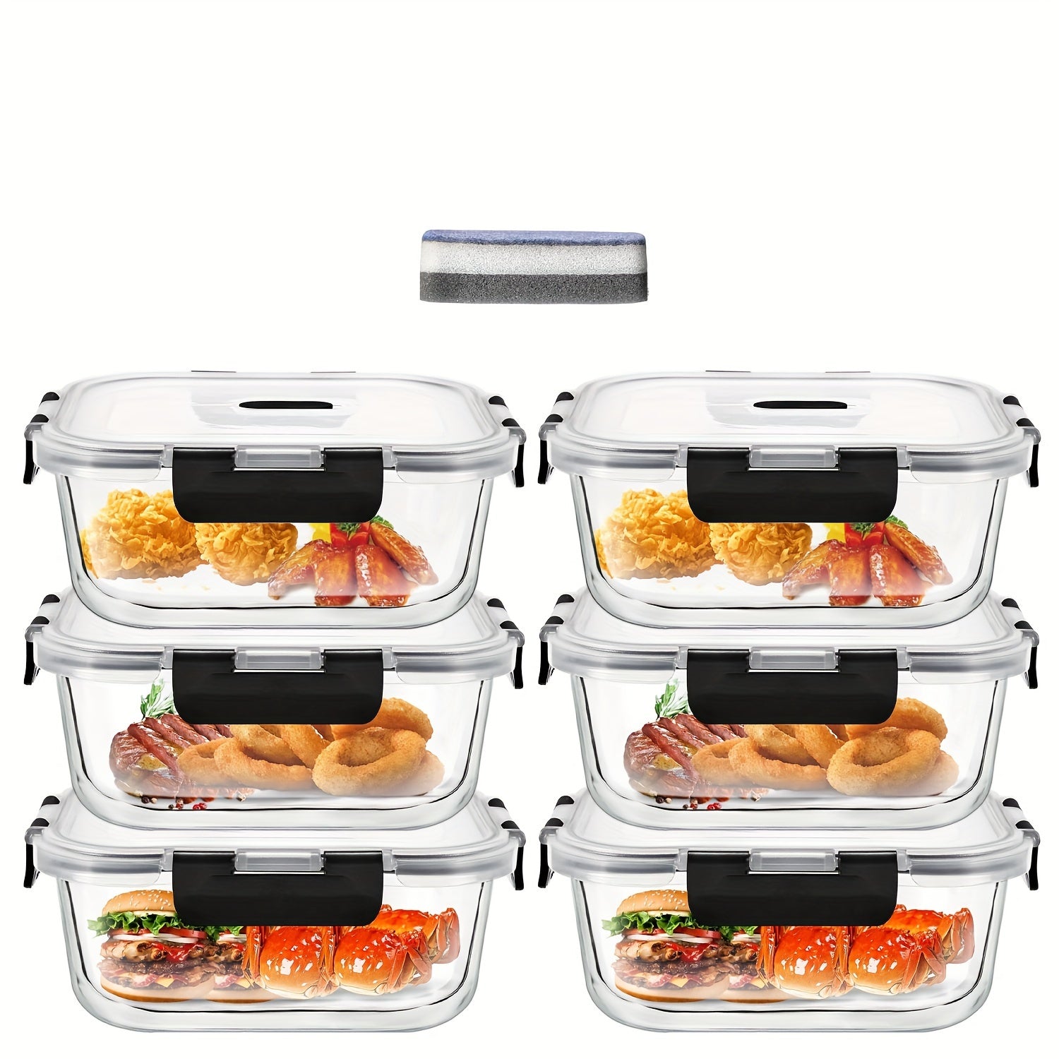 Contenedores Herméticos para Alimentos con Tapas - 6 Piezas de 1040 ml y 6 Piezas de 800 ml, Recipientes de Vidrio para Preparación de Comidas, Contenedores Reutilizables, Recipientes de Vidrio con Tapas, Contenedores para Alimentos