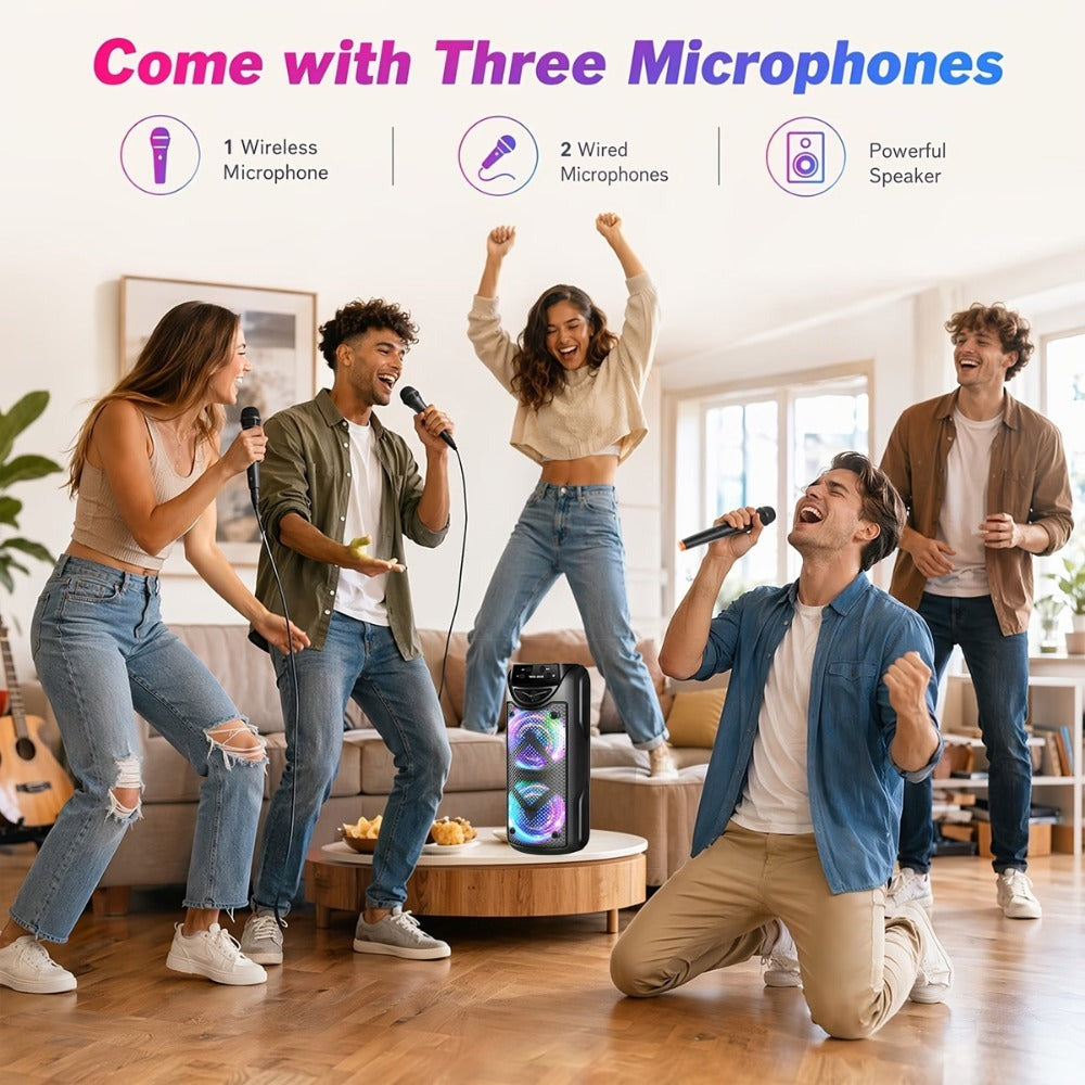 Altavoz Portátil de 8500W, Sonido Estéreo con Subwoofers Duales de 3 Pulgadas, Altavoz para Fiestas al Aire Libre, Soporte para Radio FM, Luces LED Coloridas, Compatible con TF/Radio FM/USB/Aux, Ideal para el Hogar, Fiestas, Viajes, Navidad