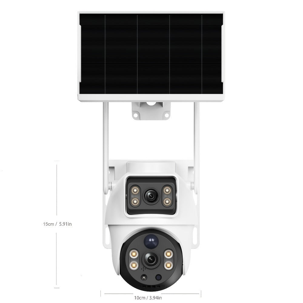 2 cámaras de seguridad solares de 8MP, 2.4Ghz Wifi, monitoreo de seguridad de alta definición, lente dual, rotación automática, movimiento, detección, llamada bidireccional, cámara de vigilancia de seguridad, batería de 365 días, con visión nocturna