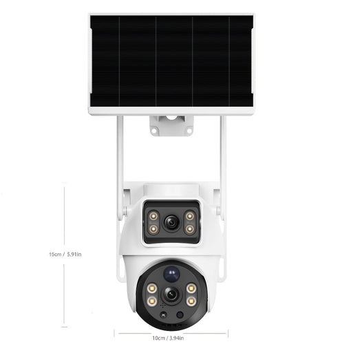 2 cámaras de seguridad solares de 8MP, 2.4Ghz Wifi, monitoreo de seguridad de alta definición, lente dual, rotación automática, movimiento, detección, llamada bidireccional, cámara de vigilancia de seguridad, batería de 365 días, con visión nocturna