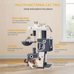 Torre para Gatos Pequeña, 98Cm de Alto, Espaciosa y Robusta, con un Perch Grande Suave, Juguetes de Felpa, Escondites, Postes para Rascar, Alfombrilla para Rascar Gatos, Disponible en Gris Claro/Gris Oscuro/Beige
