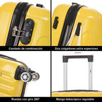 Maleta de Cabina Policarbonato 55x40x20cm (40L) - 20 Pulgadas - Negro/Azul/Amarillo/Rojo/AzulMarino/Plaeada/RosaDorada/Menta