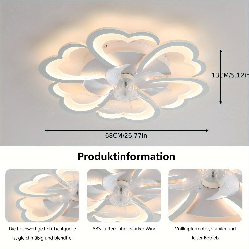 Ventilador de techo con luz LED para sala de estar y dormitorio | control remoto