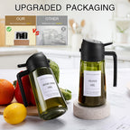 Juego de 2 pulverizadores de aceite de oliva de vidrio, cada uno de 16Oz/470Ml, perfectos para cocinar, utensilios de cocina y complementos para freidoras de aire, incluye botellas dispensadoras para ensaladas y parrillas, en color negro