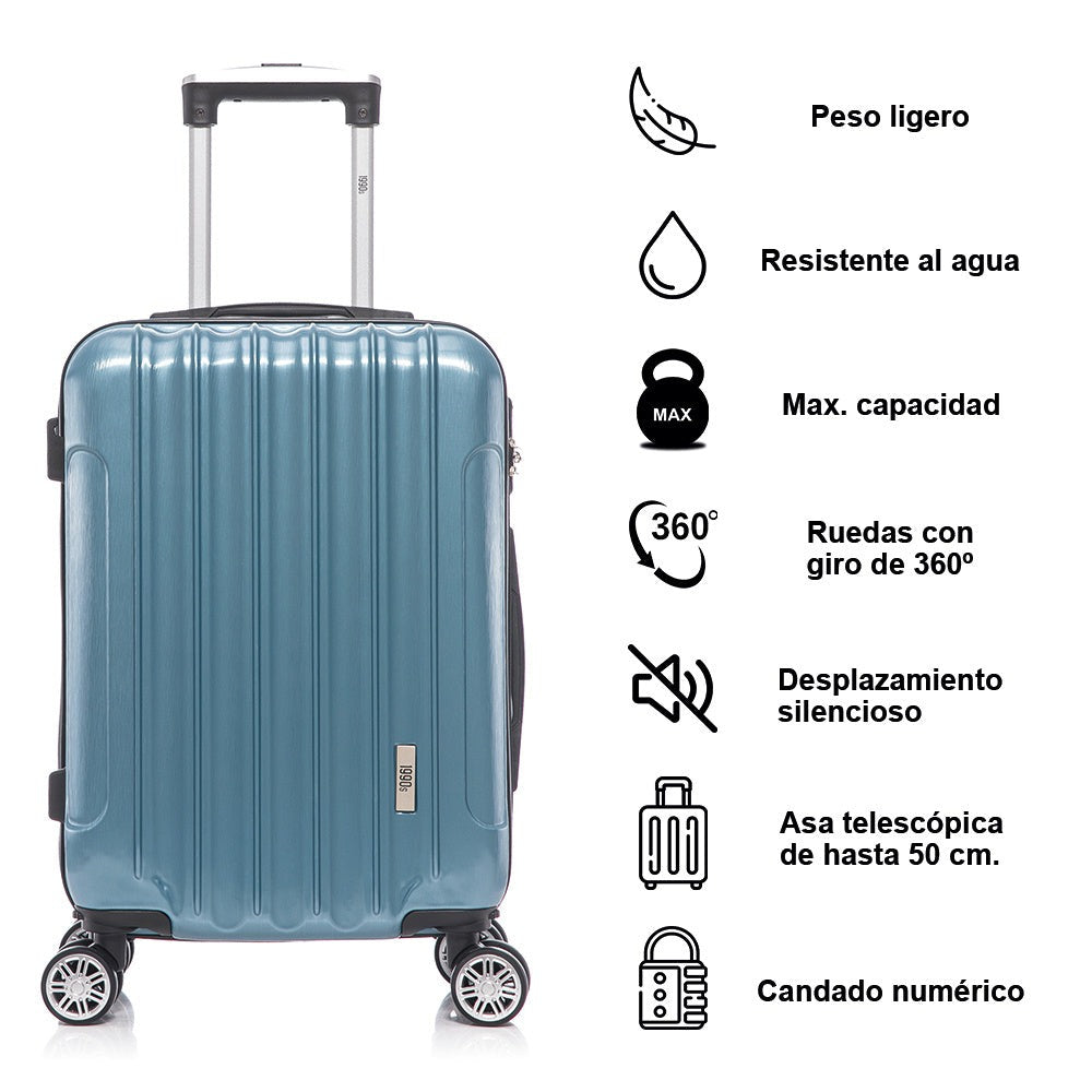 Maleta de Cabina Policarbonato 55x40x20cm (40L) - 20 Pulgadas - Negro/Azul/Amarillo/Rojo/AzulMarino/Plaeada/RosaDorada/Menta