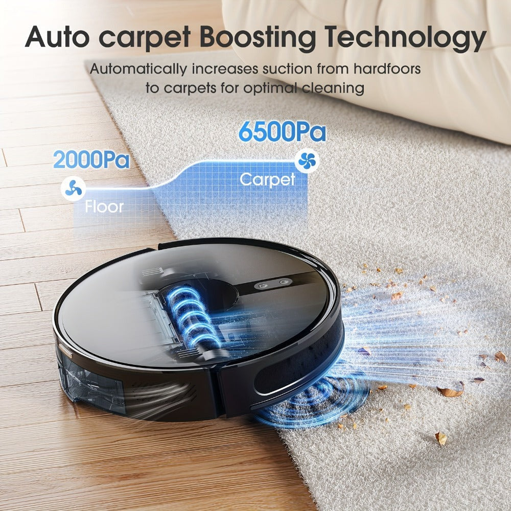 Lubluelu B40 Robot Aspirador, Robot Aspirador y Trapeador 3 en 1, 6500Pa, Bajo Ruido 62Db, Cuerpo Ultra-Delgado de 9.98 cm, Mapeo de 5 Pisos, Limpieza Diversificada, Robot Aspirador para Pelo de Mascotas, Alfombra, Piso Duro, Regalos de Navidad y Hallowee
