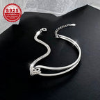 Pulsera de moda para damas, hecha de plata esterlina S925 con un diseño geométrico elegante. Versátil, amigable con la piel y cómoda de usar - perfecta para el día a día, ocasiones especiales o como idea de regalo elegante para cumpleaños y Navidad.