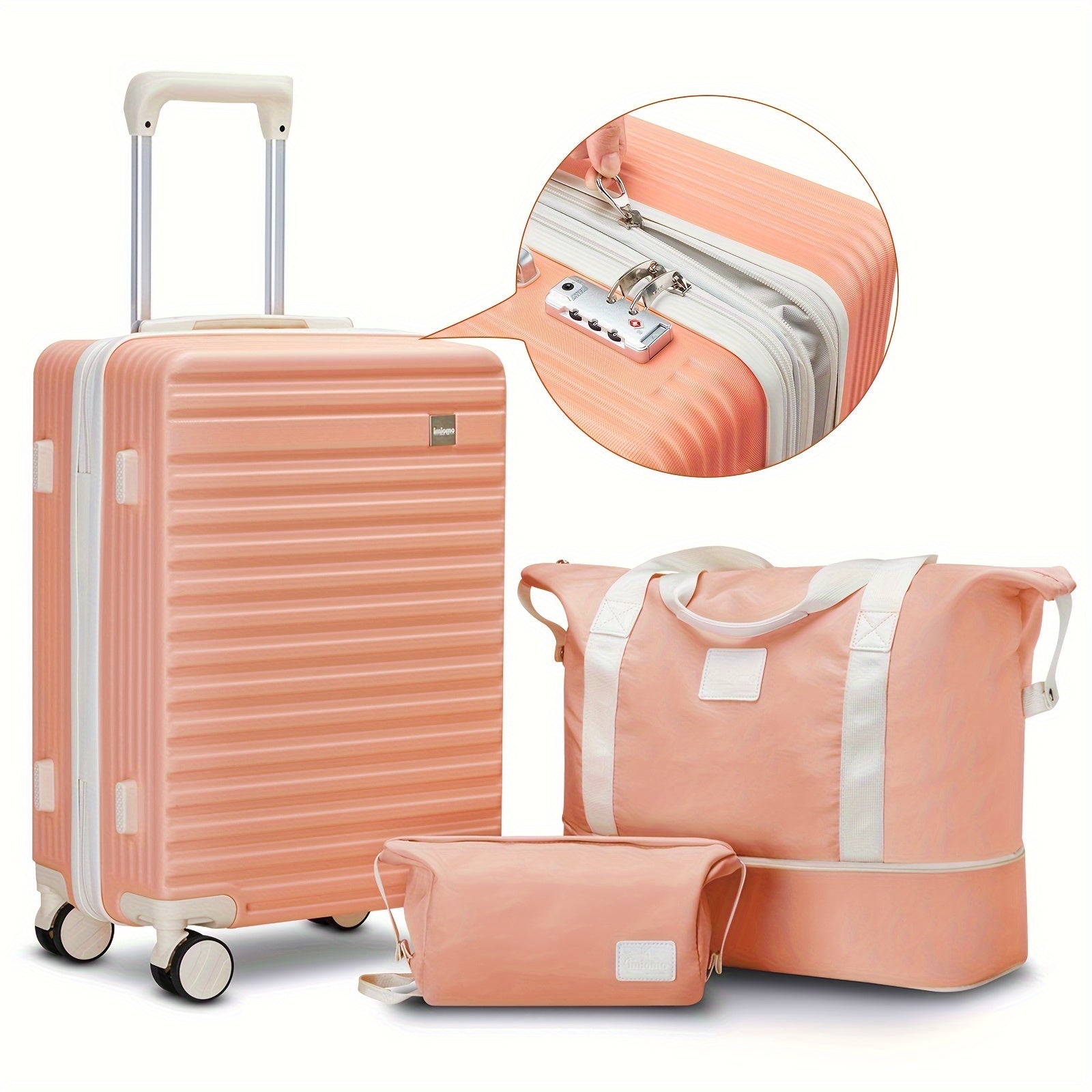 Juego de equipaje portátil Imiomo, maleta de mano ligera, maleta de carcasa rígida de PP expandible con ruedas giratorias, equipaje de viaje de 20 pulgadas con candado TSA (juego de 3 piezas)
