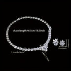 Conjunto de joyería para mujer en plata 925, collar y aretes, juego de dos piezas incrustado con zirconia sintética exquisita en forma de flor, moderno, hermoso, elegante y lujoso, decoración nupcial, regalo de boda para el Día de San Valentín con caja de