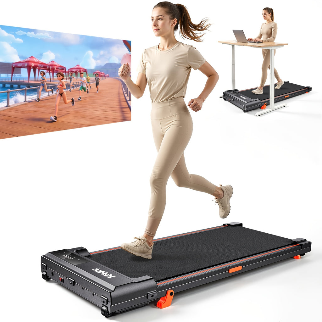 Alfombra de caminar con inclinación del 12%, quema 50% más de calorías, alfombra de caminar para escritorio, máquina de caminar portátil silenciosa de 30Db con carga de 100KG para fitness en casa, sin batería