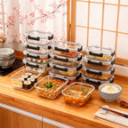 10 Piezas de Recipientes de Vidrio para Almuerzo, con Tapas Herméticas de Alas - Juego de Comidas a Prueba de Fugas, Seguro para Microondas y Lavavajillas, Apto para Congelador, Control de Porciones y Planificación de Comidas, Ideal para Hogar, Oficina y