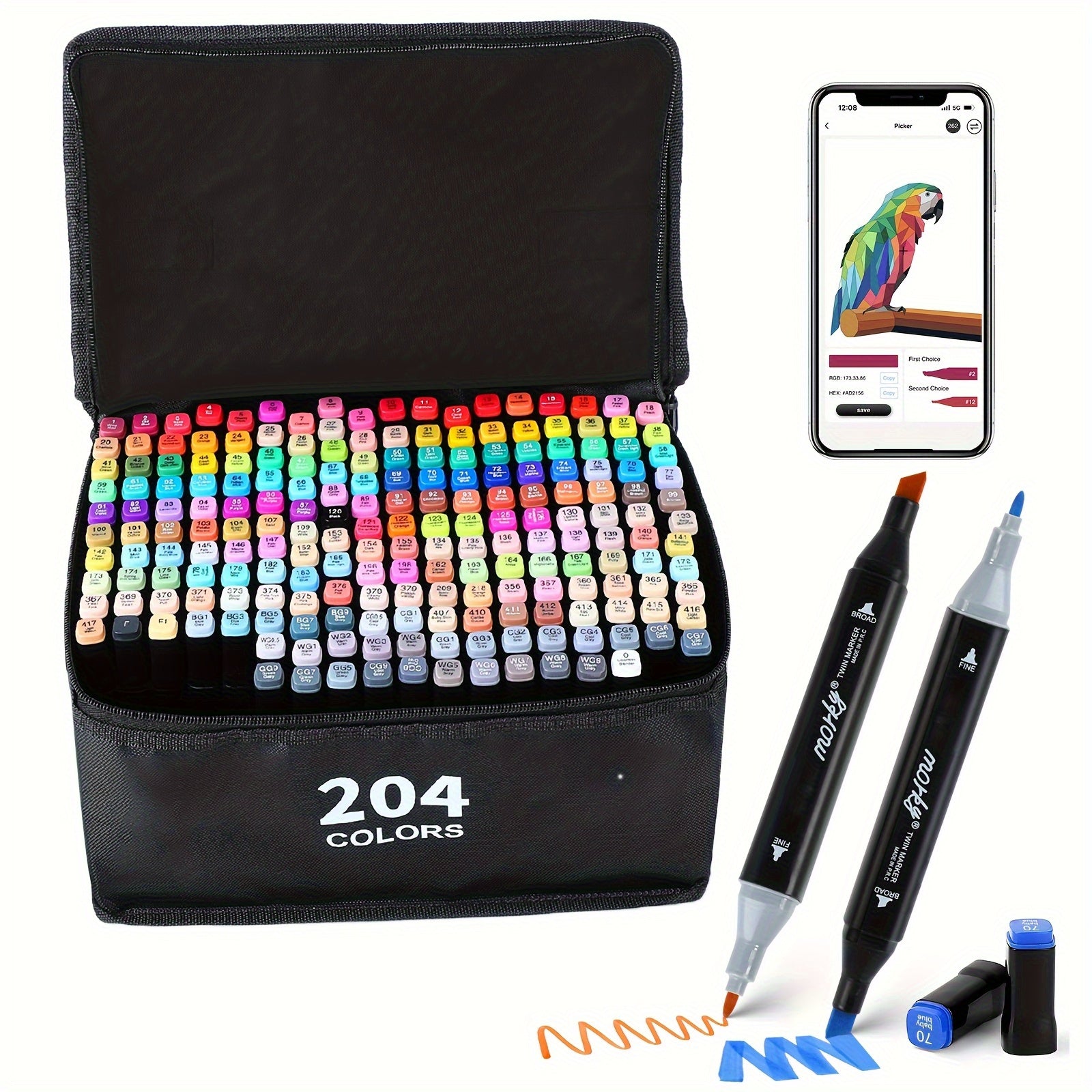 Rotulador de aceite de 262/204/168/120/80 colores, set de rotuladores de pintura de doble punta, rotulador de arte, utilizado para pintar libros, hacer tarjetas, adecuado para colorear para adultos e ilustración de artistas