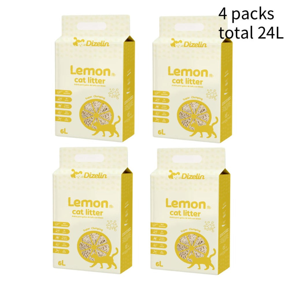 Arenero para gatos de tofu 6L - Sin polvo, fácil de formar bolas, control de olores - y seguro para gatitos - Paquete de 4 bolsas