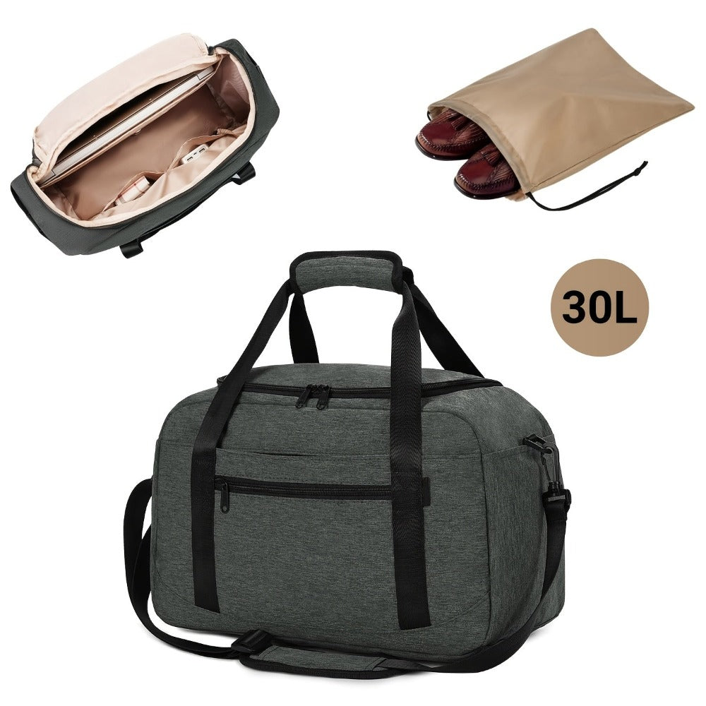 Bolsa de tela tipo tote Cabin 45x30x20, maletín de viaje para debajo del asiento con bolsa para zapatos, correa de hombro y funda para trolley - Equipaje de mano de cabina para hombre y mujer - Maleta de fin de semana para viajes de verano, el mejor equip