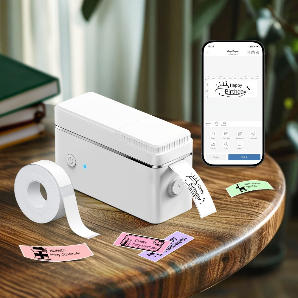 Dispositivo de Etiquetadora P31B con Cinta, Impresora Térmica Compacta, Impresora de Etiquetas Inalámbrica para Organizar Almacenamiento en Oficina y Hogar, Mini Creador de Stickers con Varios Plantillas