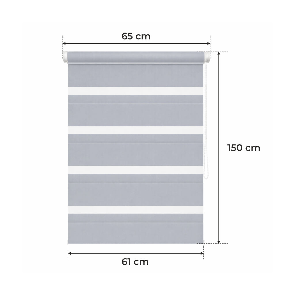 Persiana Día y Noche - Gris Claro - 32 Tamaños - BOJANEK Día y Noche - Instalación No Invasiva, Sin Necesidad de Taladrar, Ajuste por Cadena, Soportes Ajustables para Diferentes Grosos de Ventanas, Diseño Moderno, Protección de Luz y Privacidad, Perfecta