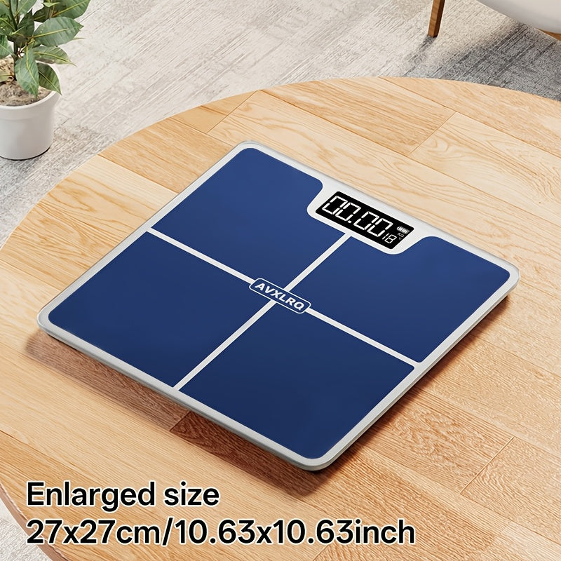 Báscula de baño de alta precisión, báscula electrónica de cuerpo con pantalla LCD ultradelgada con visualización de temperatura, inicio automático al pesar, pesaje hasta 180 kg, cambio de unidad LB/KG, diseño de plataforma de vidrio templado antideslizant
