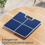 Báscula de baño de alta precisión, báscula electrónica de cuerpo con pantalla LCD ultradelgada con visualización de temperatura, inicio automático al pesar, pesaje hasta 180 kg, cambio de unidad LB/KG, diseño de plataforma de vidrio templado antideslizant