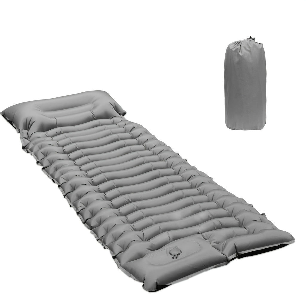 Colchoneta Inflable para Camping, Colchoneta Inflable Ultraligera con Bomba de Pie Integrada y Almohada, Equipo de Camping, Esenciales para Camping, Ideal para Senderismo, Mochilero y Viajes