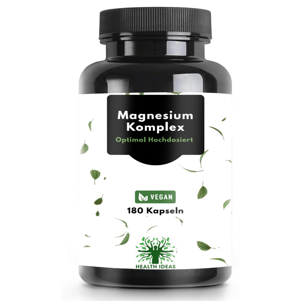 Cápsulas de Complejo de Magnesio – 180 Cápsulas Veganas – 400 mg de Magnesio Elemental por Porción Diaria – Citrato de Magnesio,Óxido, Bisglicinato y Malato