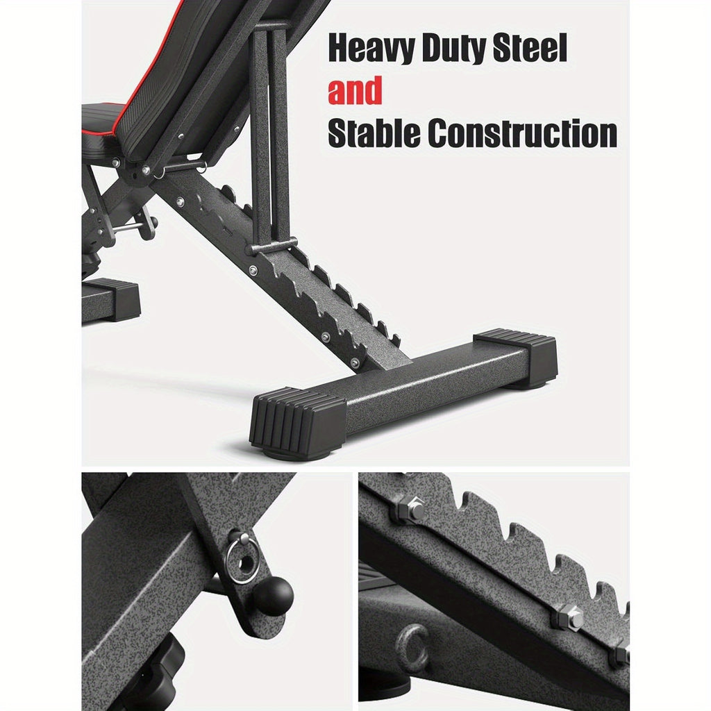 Banca Plegable con Capacidad de 299.37 KG - Banco Ajustable para Gimnasio en Casa, Entrenamiento Completo del Cuerpo con Soporte para Cabeza y Columna Vertebral, Ideal para Navidad y Acción de Gracias