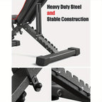 Banca Plegable con Capacidad de 299.37 KG - Banco Ajustable para Gimnasio en Casa, Entrenamiento Completo del Cuerpo con Soporte para Cabeza y Columna Vertebral, Ideal para Navidad y Acción de Gracias