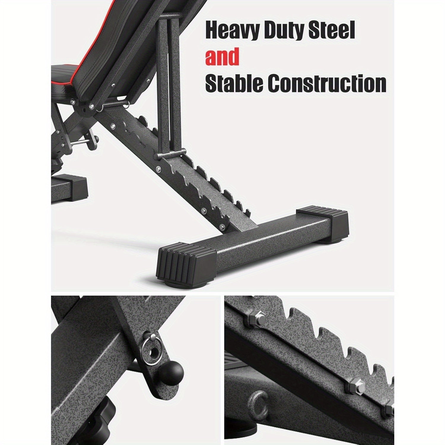 Banca Plegable con Capacidad de 299.37 KG - Banco Ajustable para Gimnasio en Casa, Entrenamiento Completo del Cuerpo con Soporte para Cabeza y Columna Vertebral, Ideal para Navidad y Acción de Gracias
