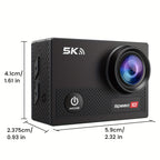 Cámara de Acción 5K Ultra HD, Fotos de 24MP, Pantalla IPS de 2 pulgadas, Con WiFi, Control Remoto por App, Batería de Polímero de Litio de 1350mAh, Modo de Alimentación Dual, Cuerpo de ABS, Con Funda Para Deportes, Vlogging y Grabación de Aventuras