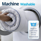 Cubrecolchón cómodo de 1200 GSM, ultrasuave, refrescante y transpirable para todas las estaciones, de fácil cuidado, lavable a máquina, con bandas elásticas resistentes.