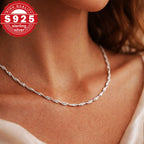 Collar de plata 925 para mujer – Cadena de plata trenzada elegante y minimalista – Cadena delicada para mujer, regalo de joyería