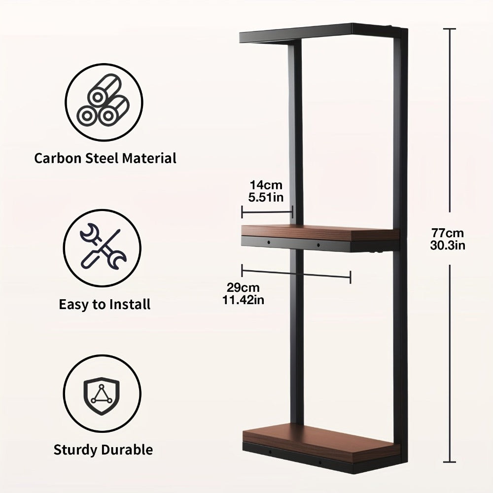 Estante de baño de pared de diseñador - Estante de almacenamiento de madera estilo rústico francés con estantes de madera duradera y estructura de acero, organizador de pared para toallas y artículos de aseo apto para baños modernos, spas, suites principa