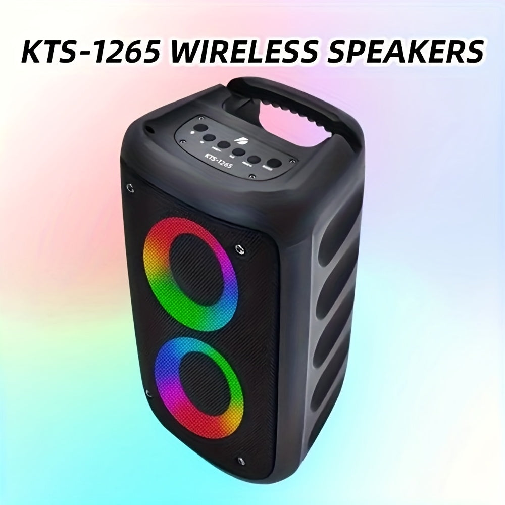 Altavoz Bluetooth | Altavoz Boombox Inalámbrico con Subwoofer: Gran Altavoz Estéreo para Exteriores Equipado con Iluminación RGB y Capacidad TWS