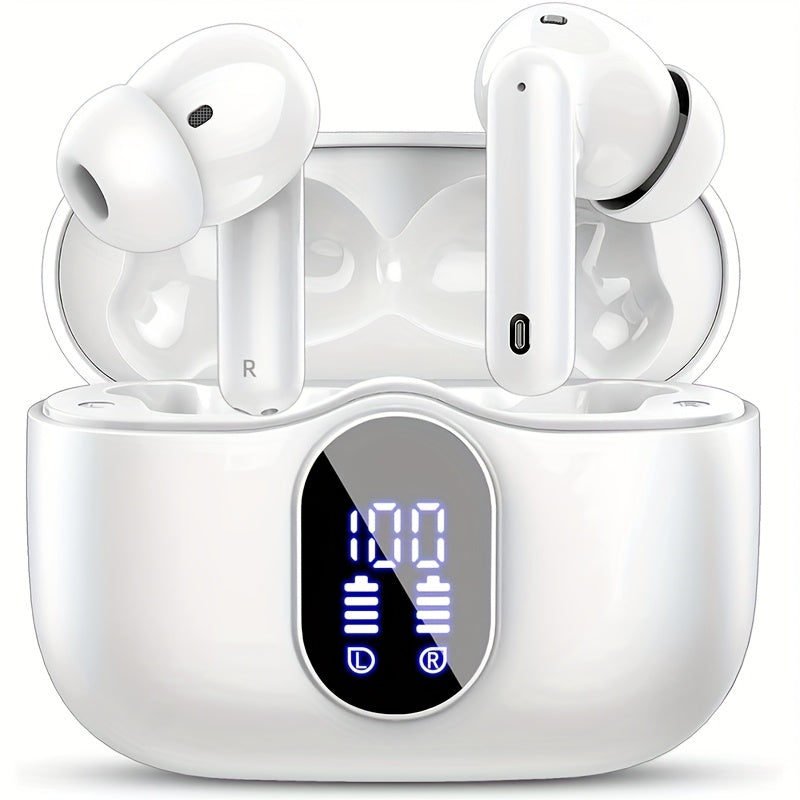Auriculares Bluetooth | Audífonos Inalámbricos 5.3 con Bajo Profundo Estéreo, 36H de Reproducción & Caja de Carga LED, Micrófonos Reductores de