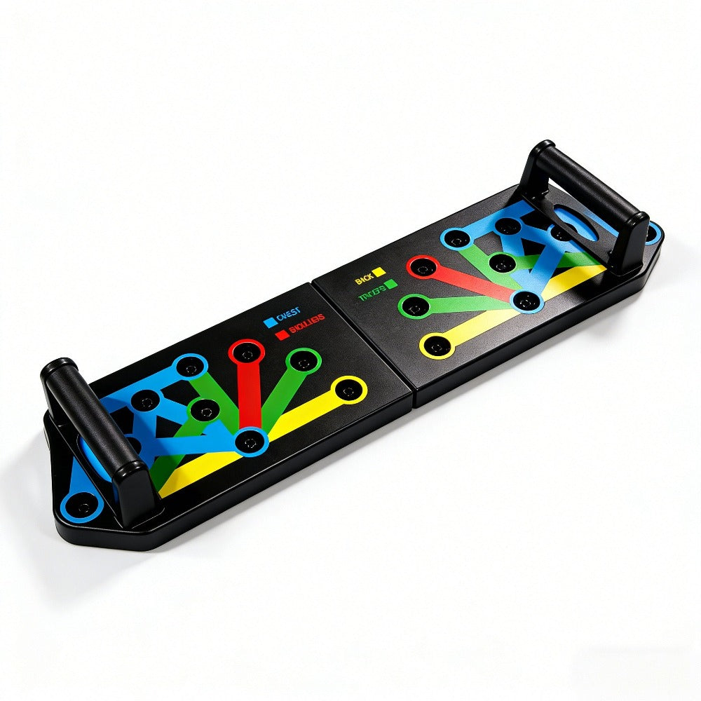 Tabla de flexiones multifuncional plegable，Entrenador de flexiones multifuncional plegable y portátil con asas antideslizantes y 2 bandas de resistencia. Diseño antideslizante, desmontable y fácil de guardar.barra de empuje para gimnasio en casa, manija d