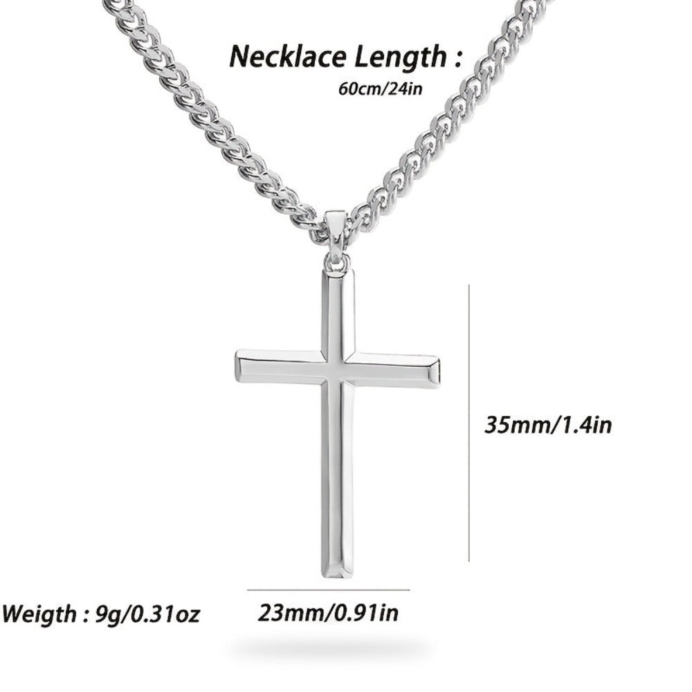 Collar con colgante de cruz y cadena cubana de plata 925, bajo alergénico, unisex, elegante y con estilo, viene con caja de regalo exquisita