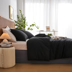 Juego de cama de color liso suave y cómodo para cama individual, sábana de algodón de 135X200Cm y funda de almohada de 80X80Cm con cremallera