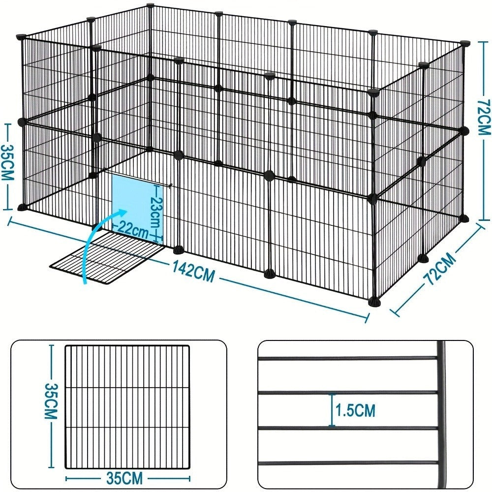 Barraza Compacta para Mascotas Pequeñas - Fácil de Instalar, Recinto Robusto y Expandible con Entrada para Uso Interior/Exterior - Ideal para Cachorros, Conejitos, Gatitos y Más