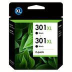 Cartuchos de tinta negros de alto rendimiento 301XL remanufacturados para HP 301 XL para impresoras HP Deskjet 1000 1010 1012 1015 1050 Envy 4500 4504 5530 Officejet 2620 2622 4630, 2 piezas