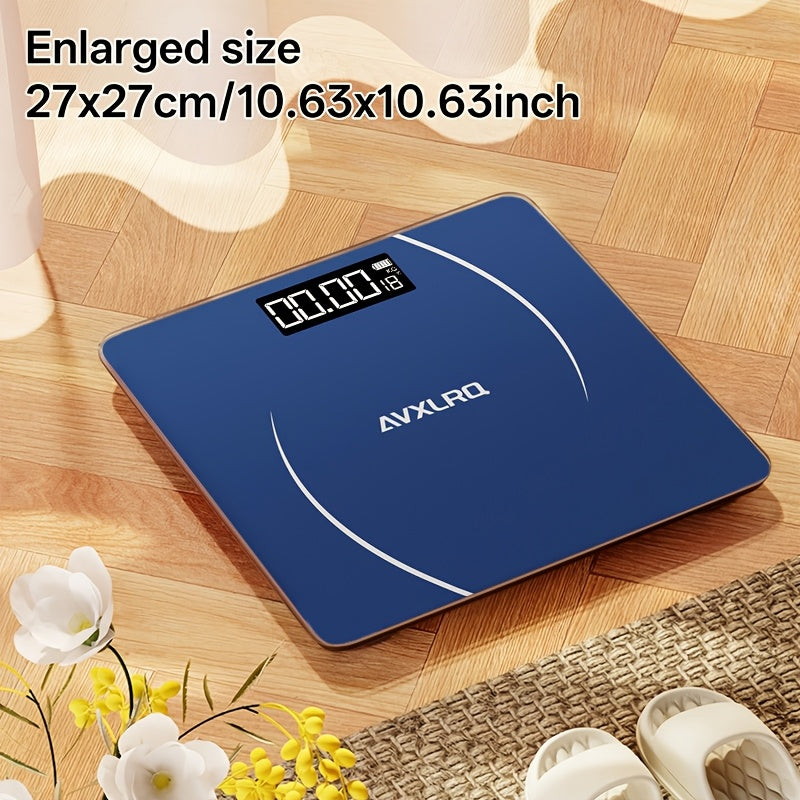 Báscula de baño de alta precisión, báscula electrónica de cuerpo con pantalla LCD ultradelgada con visualización de temperatura, inicio automático al pesar, pesaje hasta 180 kg, cambio de unidad LB/KG, diseño de plataforma de vidrio templado antideslizant