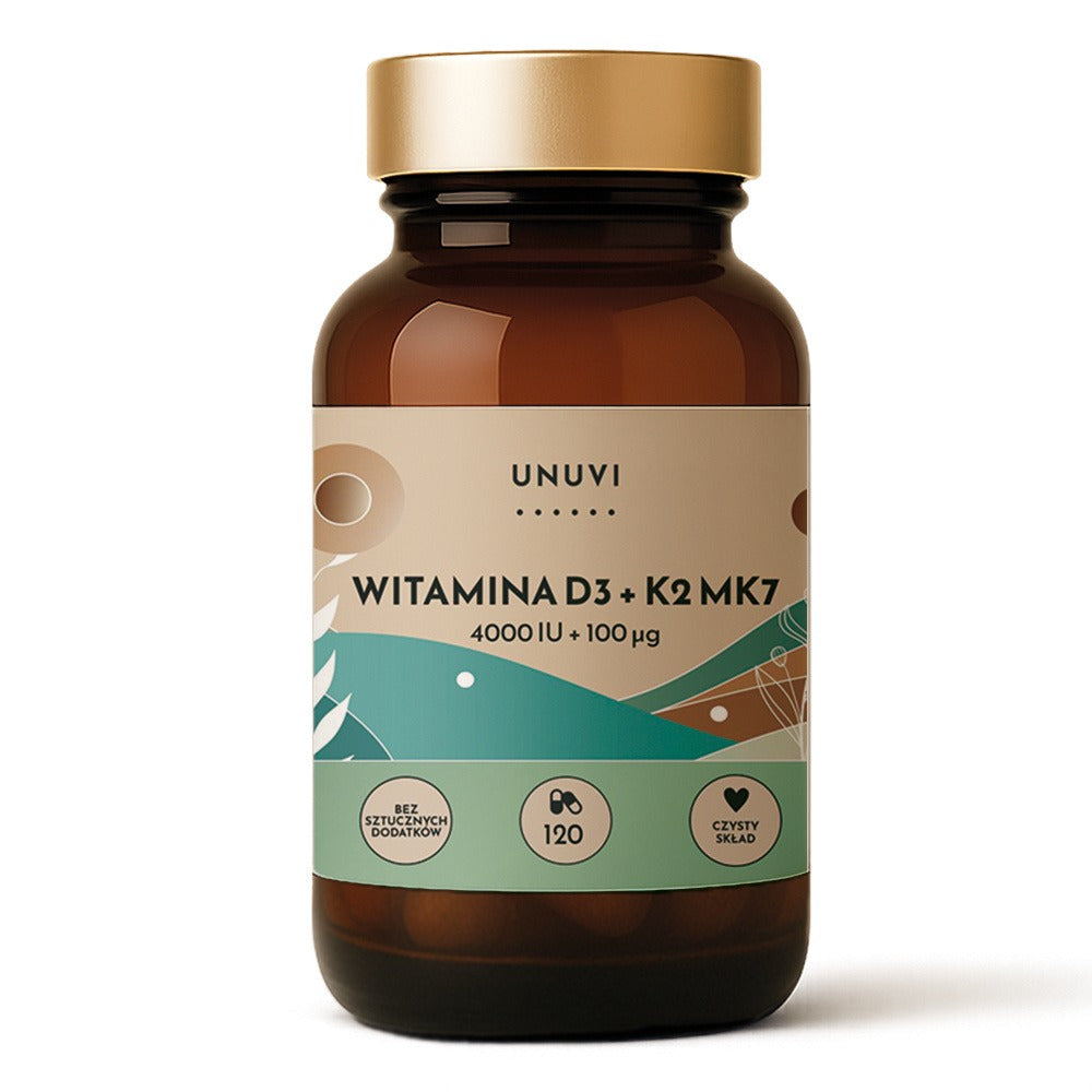 Vitamina D3 4000 IU + K2 MK7 100 Mcg FORTE - 120 Cápsulas Suplemento Dietético UNUVI