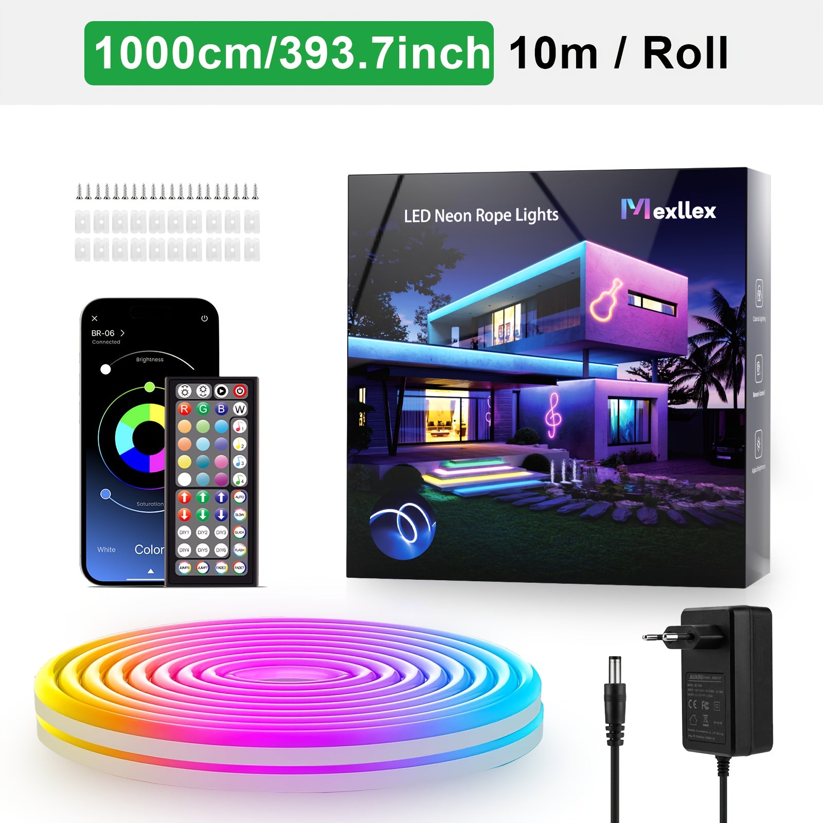 Luces de cuerda LED con aplicación inteligente, mando a distancia de 44 teclas, cambio de color, sincronización con música, temporizador, DIY Sharpe, sala de juegos, decoración de Navidad