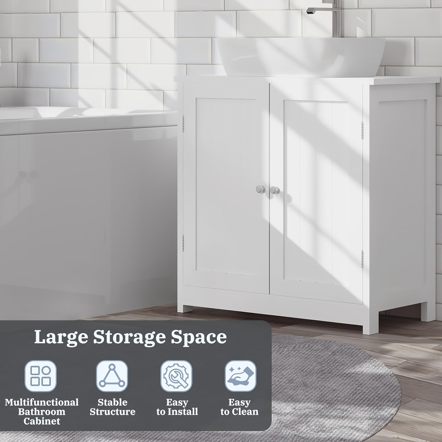Armario de baño con almacenamiento 1pc 30 cm | Para lavabo, baño y pasillo
