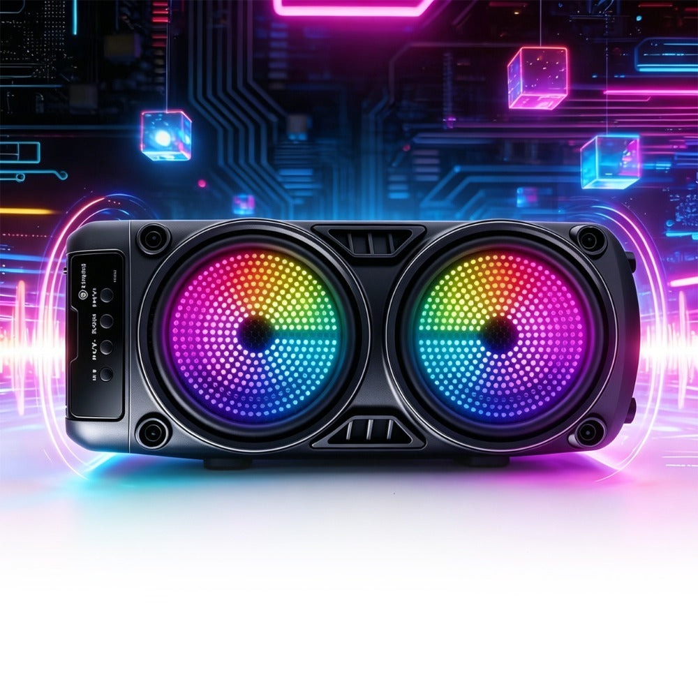 Altavoz Potente de 8000W, Caja de Karaoke Portátil con Luces RGB, Soporta Emparejamiento Estéreo TWS y Micrófono, Compatible con Tarjeta TF/USB MIC FM, Ideal para Fiestas, Exteriores, Camping, Pascua y Año Nuevo Chino
