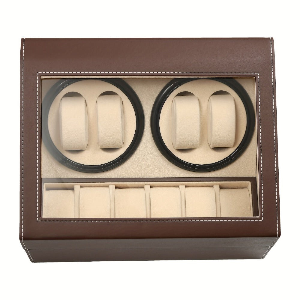 Caja de almacenamiento para relojes marrón, estuche para 4+6 relojes de hogar, decoración del hogar