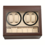 Caja de almacenamiento para relojes marrón, estuche para 4+6 relojes de hogar, decoración del hogar