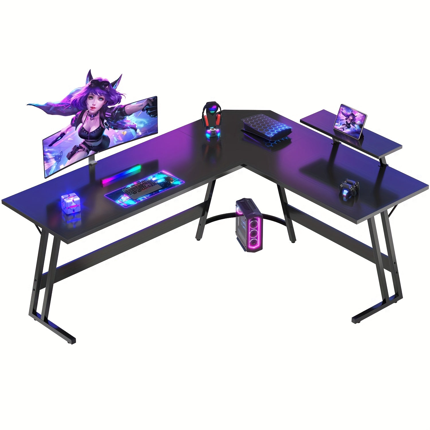 Escritorio | Escritorio de Juegos en Forma de L DEVOKO - 120x120x75 cm, Escritorio de Esquina Grande para PC, Ideal para Juegos, Oficina y