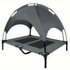 Cama para Perros con Dosel, Cama Elevada para Mascotas con Techo y Estructura de Hierro, Colchón para Dormir de Mascotas, Cama para Gatos, Gris, 76x61x76cm, 92x76x92cm, 122x92x102cm