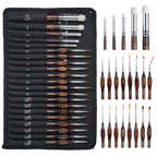 Juego de 21 pinceles en miniatura para pincelado seco, pinceles de detalle para pintar modelos con acrílico y acuarela, pinceles finos para pintar por números en miniaturas con rollo de tela, regalo perfecto