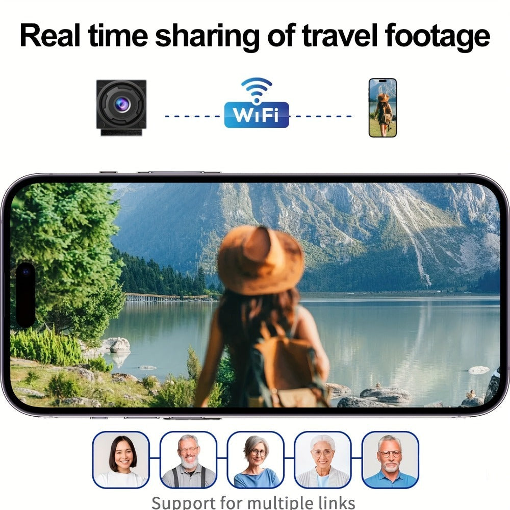 Memoria opcional de 16GB/32GB/64GB, cámara WIFI HD 1080, modo DIY, compatible con control remoto por aplicación de móvil, grabación y vídeo, portátil, fácil de usar, compatible con tarjeta TF, grabación en bucle, modo AP, detección de movimiento, recordat